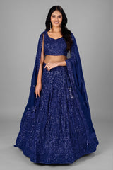 Blue Georgette Sequinned Lehenga