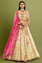 Silk Sequin Embroidered Lehenga - red silk saree embroidered