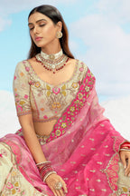 Silk Sequin Embroidered Lehenga - red silk saree embroidered