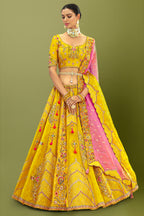 Silk Sequin Embroidered Lehenga - red silk saree embroidered