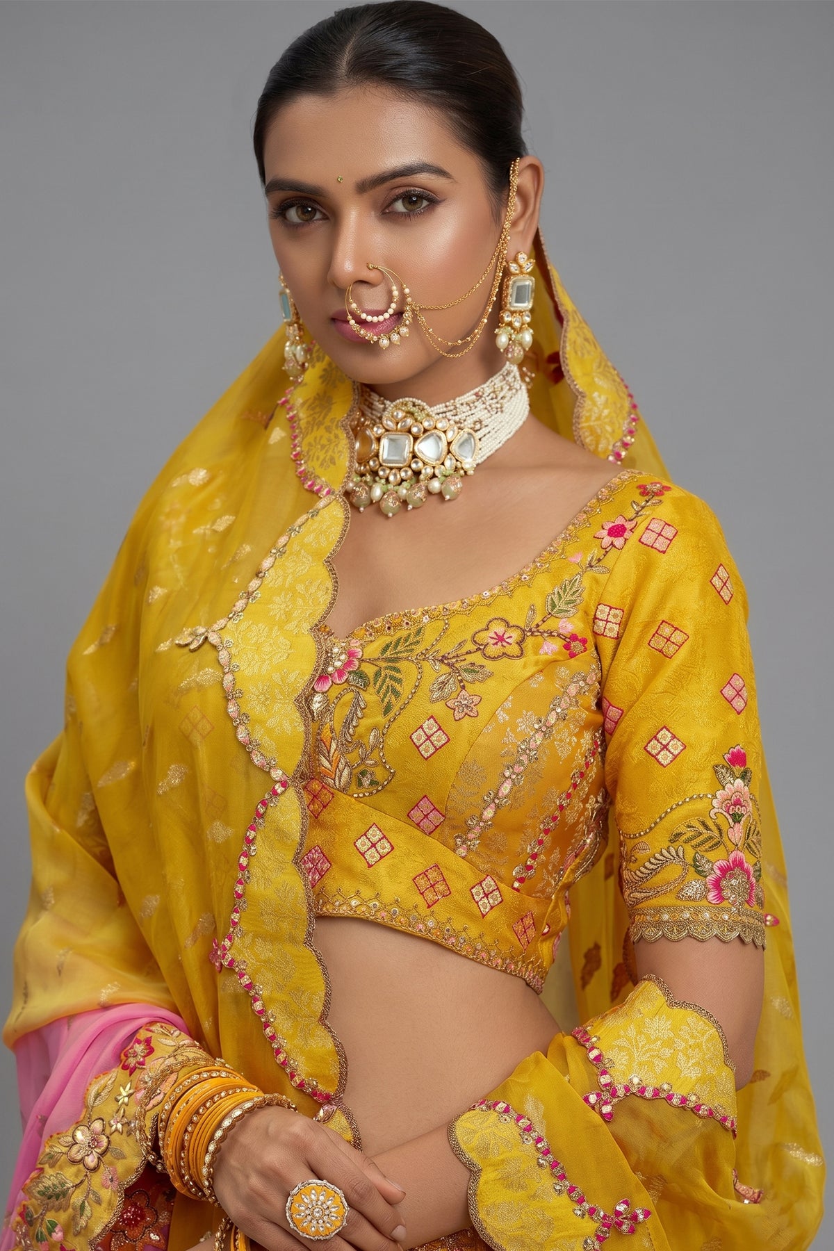Silk Sequin Embroidered Lehenga - red silk saree embroidered