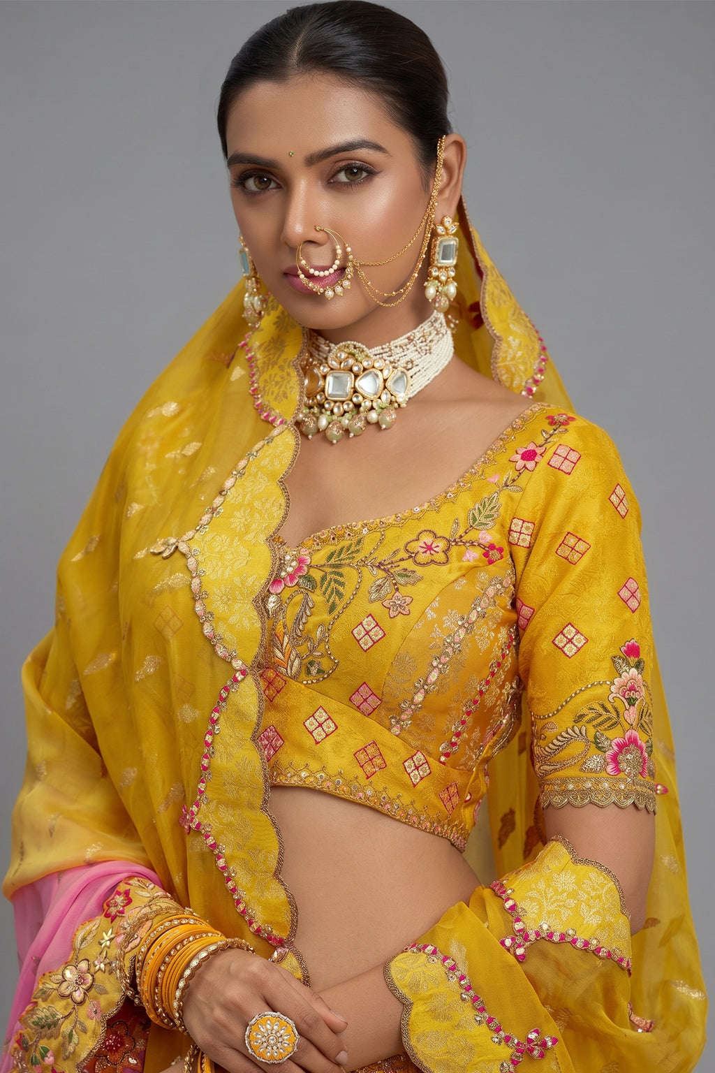 Silk Sequin Embroidered Lehenga - red silk saree embroidered