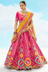 Pink Silk Sequin and Floral Embroidered Lehenga