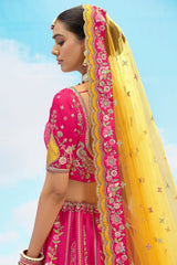 Pink Silk Sequin and Floral Embroidered Lehenga