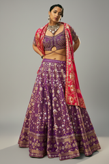 Purple Silk Traditional Woven Lehenga