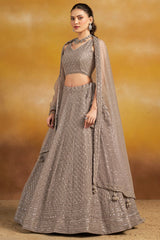 Grey Georgette Embroidered and Sequin Lehenga