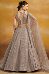 Grey Georgette Embroidered and Sequin Lehenga