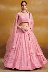 Light Pink Georgette Sequin Embroidered Lehenga