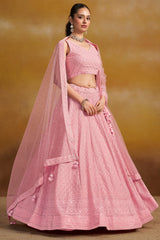 Light Pink Georgette Sequin Embroidered Lehenga