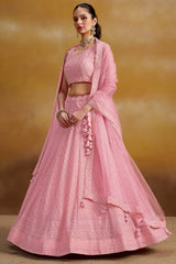 Light Pink Georgette Sequin Embroidered Lehenga