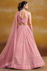 Light Pink Georgette Sequin Embroidered Lehenga