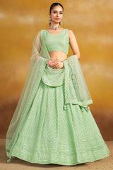 Light Green Georgette Sequin Embroidered Lehenga