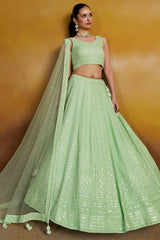 Light Green Georgette Sequin Embroidered Lehenga
