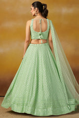 Light Green Georgette Sequin Embroidered Lehenga