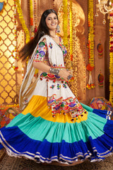 Multi Colored Flared Viscose Cotton Chaniya Choli