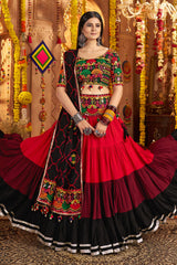 Multi Colored Flared Viscose Cotton Chaniya Choli