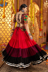 Multi Colored Flared Viscose Cotton Chaniya Choli