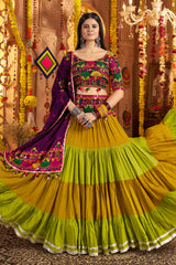 Multi Colored Flared Viscose Cotton Chaniya Choli
