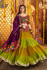 Multi Colored Flared Viscose Cotton Chaniya Choli