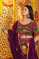 Multi Colored Flared Viscose Cotton Chaniya Choli