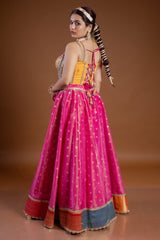 Pink Tissue Lace Worked Lehenga