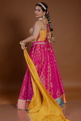 Pink Tissue Lace Worked Lehenga