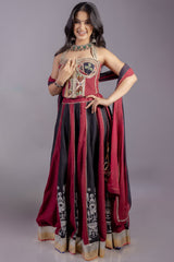 Multi Colored Cotton Flared Chaniya Choli with Lace Work