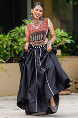 Black and Maroon Cotton Chaniya Choli