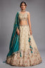 Cream Tissue Sequins Embroidery Lehenga - cream saree embroidery