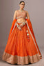 Orange Chinon Woven Butti Pleated Lehenga with Sequin Embroidery Work - orange saree embroidery