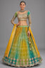 Multi Colored Chinon Silk Bandhej Lehenga with Sequin Embroidery Work - red silk saree bandhej