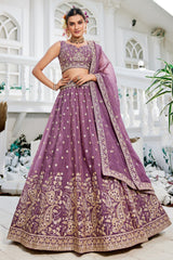 Lavenrder Purple Georgette Embroidered and Sequin Worked Lehenga