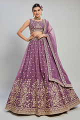 Lavenrder Purple Georgette Embroidered and Sequin Worked Lehenga