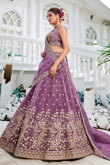 Lavenrder Purple Georgette Embroidered and Sequin Worked Lehenga