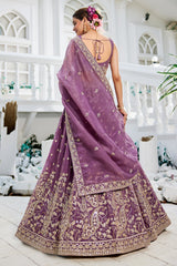 Lavenrder Purple Georgette Embroidered and Sequin Worked Lehenga