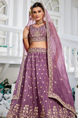 Lavenrder Purple Georgette Embroidered and Sequin Worked Lehenga