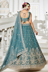 Sea Green Georgette Embroidered and Sequin Worked Lehenga