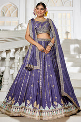 Violet Purple Georgette Sequin Embroidered Lehenga