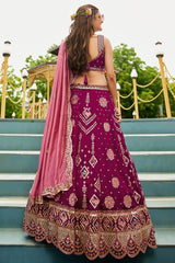 Burgundy Georgette All Over Sequin Embroidered Lehenga