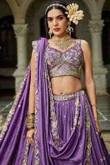 Purple Georgette Sequin Embroidered Lehenga