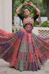 Multi Colored Cotton Printed Lehenga with Kachchi Worked Choli