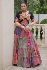 Multi Colored Cotton Printed Lehenga with Kachchi Worked Choli