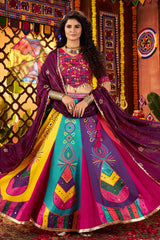 Multi Colored Printed and Mirror Worked Chaniya Choli