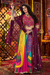 Multi Colored Printed and Mirror Worked Chaniya Choli