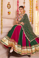 Multi Colored Viscose Cotton Kachchi Mirror Worked Chaniya Choli