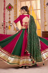 Multi Colored Viscose Cotton Kachchi Mirror Worked Chaniya Choli