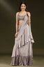 Champagne Beige Imported Lycra Lehenga with Attached Dupatta - beige saree