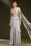 Grey Imported Pleated Lehenga with Attached Dupatta - grey saree