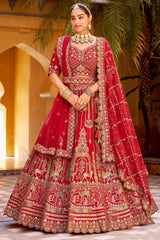 Red Silk Designer Bridal Lehenga with Double Dupatta