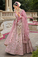 Light Pink Silk Heavy Worked Bridal Lehenga